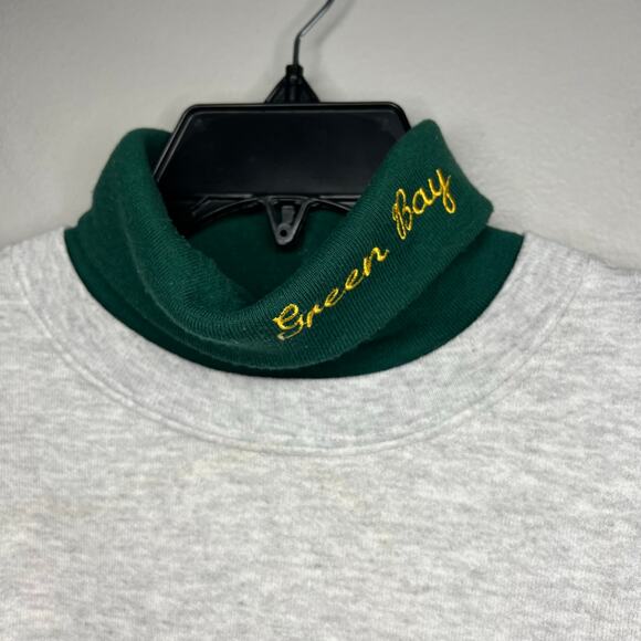 Vintage MFL Majestic Green Bay Packers Turtleneck Sweatshirt 90s LG Embroidered - Picture 2 of 10